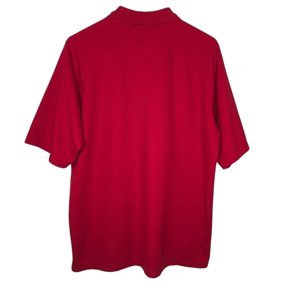 Antigua Mens Red Ohio State Buckeyes Waffle Knit Golf Polo Shirt Size Large